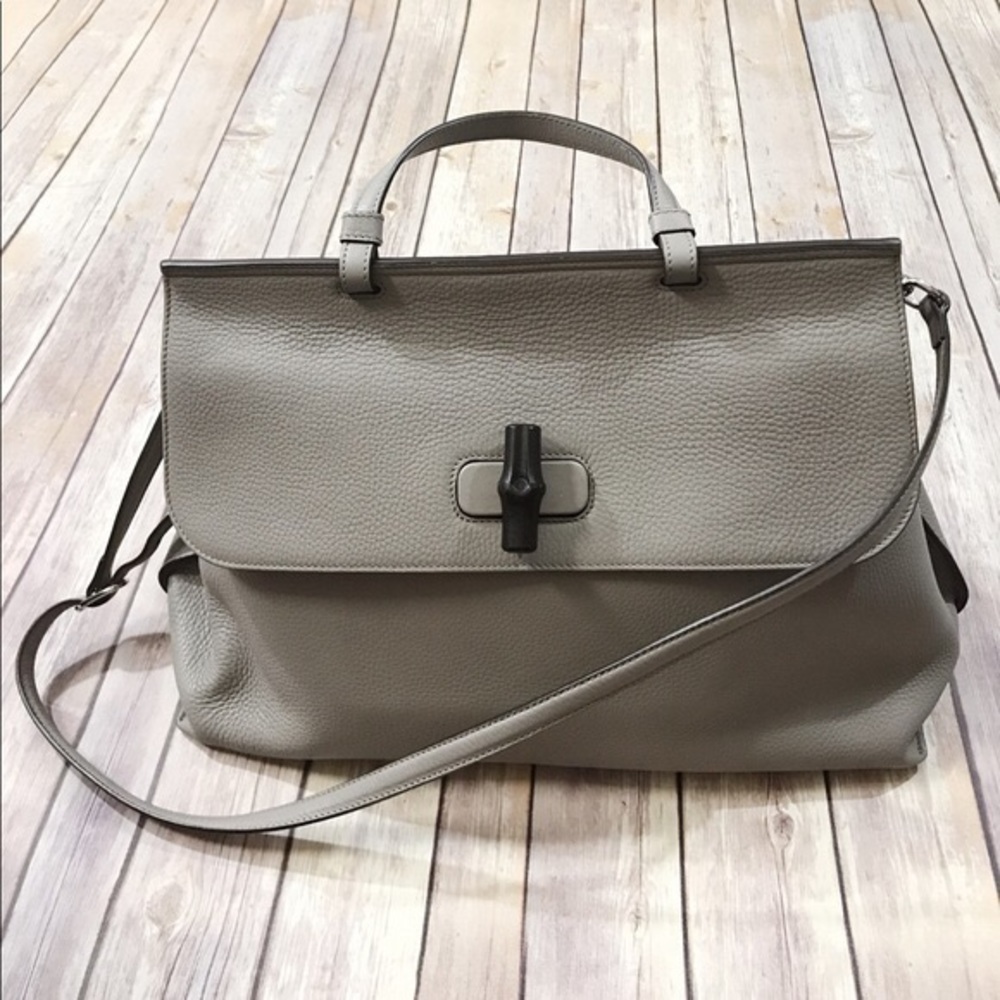 Gucci Grey Daily Tote w/Bamboo & Horsebit Details